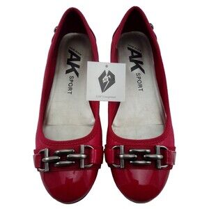 Anne Klein AK Sports Women's Red Round Toe Padded Comfort Ballet Flats shoes 7.5